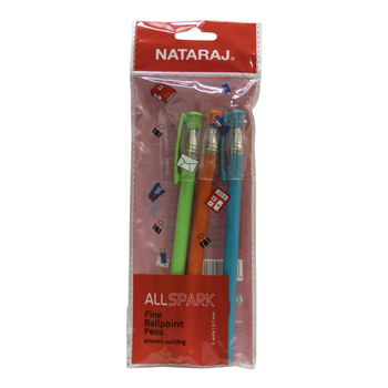 ناتاراج كلارو قلم حبر جاف 0.7 ملم باللون الأزرق 3قطع