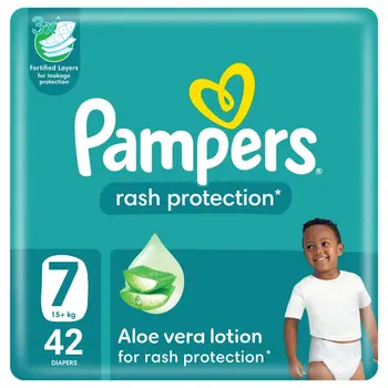 Pampers Rash Protection Taped Diapers, Size 7,15 42Pieces