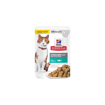 هيلز ستريلايزد طعام رطب للقطط البالغة المعقمة بالسلمون المرقط في المرق 85جرام