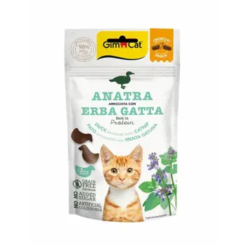 جيم كات وجبة خفيفة مقرمشة للقطط مع البط والنعناع 50جرام