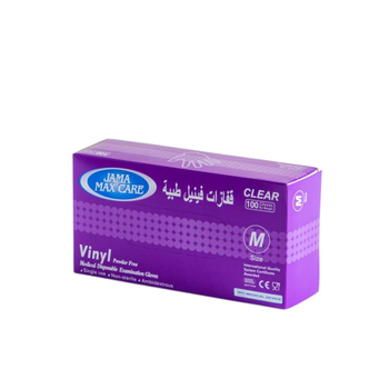 JAMA MAX CARE Clear Vinyl Gloves Medium 100 Pieces