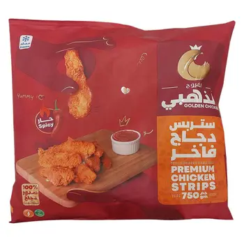 الفروج الذهبي ستريبس الدجاج المجمدة الحارة 750جرام