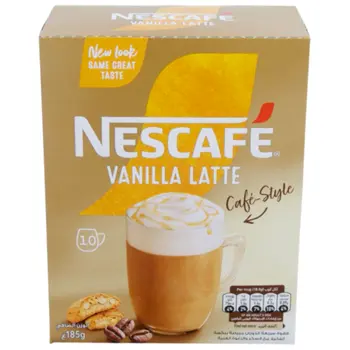 نسكافيه قهوة سريعة التحضير فانيلا لاتيه بالرغوة الغنية 10×18.5جرام