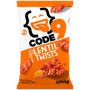 كود 9 رقائق العدس اللولبية بنكهة الشيدر الحار خالية من الجلوتين 113جرام