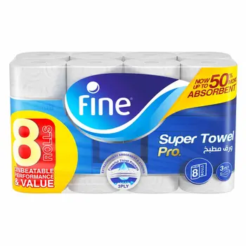 Fine Super Towel Pro Kitchen Towel 8 Rolls