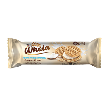 هولا بسكويت ساندويش بكريمة جوز الهند 100جرام