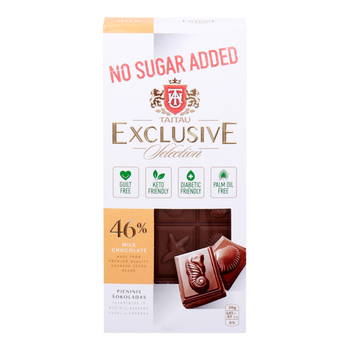 Taitau Exclusive Selection No Sugar Added Milk Chocolate 100g
