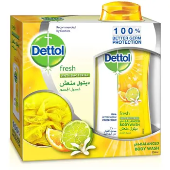 ديتول منعش غسول الجسم مضاد للبكتريا  + ليفة 250 مل