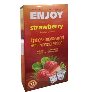 Enjoy Strawberry Premium Condoms 12 Pieces