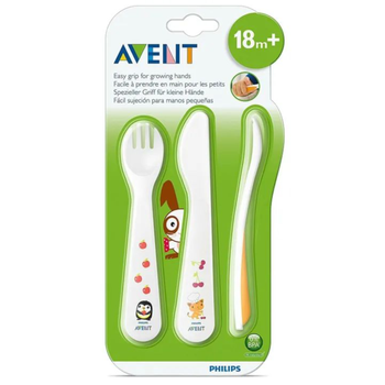 فيليبس أفنت شوكه وملعقة وسكينه بلاستيك للاطفال +18شهر