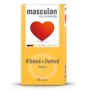 Masculan Ribbed Dotted Male Condoms 10 Pieces