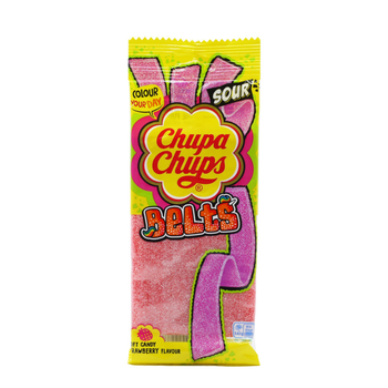 Chupa Chups Strawberry Flavour Sour Belts 90g