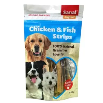 سانال شرائح الدجاج والسمك وجبة خفيفه للكلاب