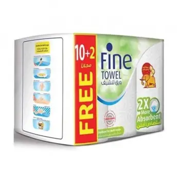 Fine 2X More Absorbent Kitchen Towel 12 Rolls