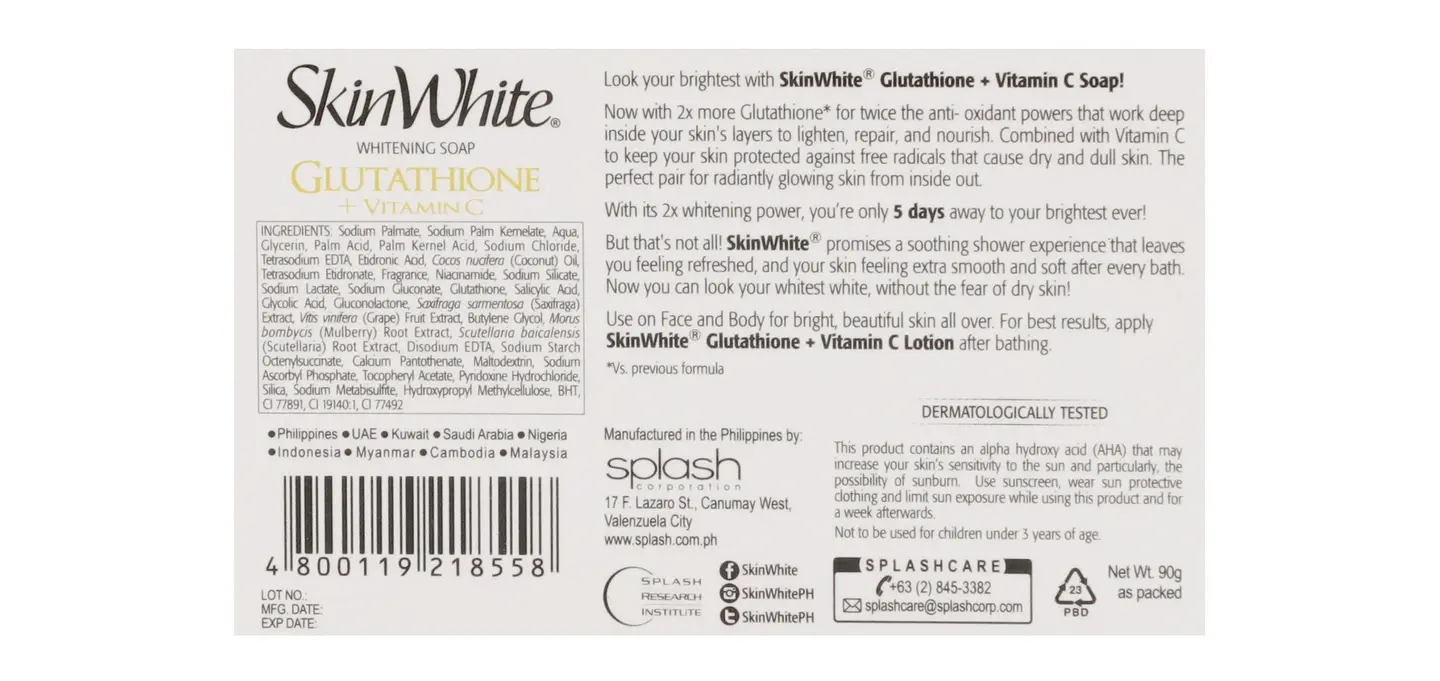 skinwhite glutathione soap Buy Skin White Vitamin C Whitening 90g in Saudi Arabia cuidadocapilar Size:61 Day Supply - SUB Exploring the science behind