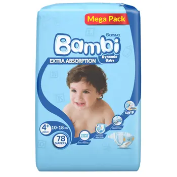 سانيتا بامبي حفاضات أطفال عبوة ضخمة مقاس 4+ كبير جدًا 10-18كجم 78قطعة