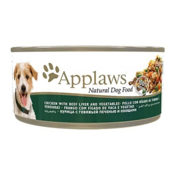 أبلاوز طعام كلاب طبيعي معلب صدور الدجاج مع الكبد البقري والخضروات 156 جرام