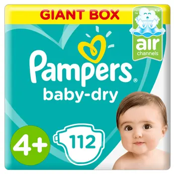 Pampers Baby-Dry Diapers Size 4+ 112 Pieces