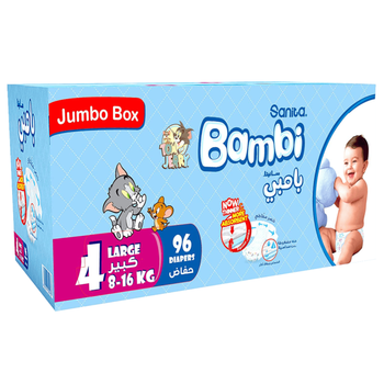 Sanita Bambi Tom and Jerry Diapers Large 96 Pieces
