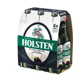 Holsten Malt Beverage Black Grape Flavor Glass Bottles 330Ml × 6Packs