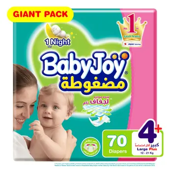 Baby Joy Diaper Giant Pack Size 4+ Large Plus 70Pieces