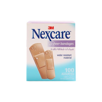 Nexcare Sheer Bandages Assorted Sizes 100 pcs