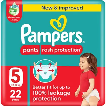 Pampers Rash Protection Pants Diapers, Size 5,12-18 22Pieces