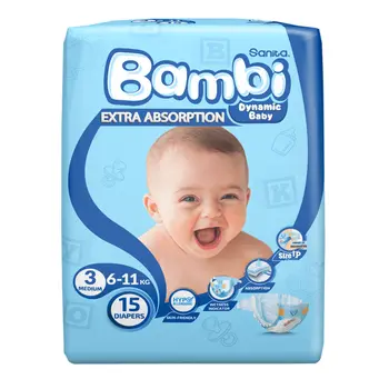 Sanita Bambi Blue Diapers Medium 15 Pieces