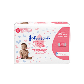 Johnson's Gentle All-Over Wipes Value Pack 3x216 Wipes