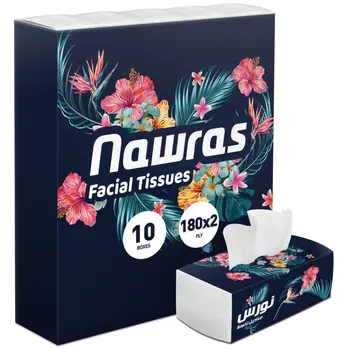 Nawras Facial Tissue 180X2 Ply 10 Pcs