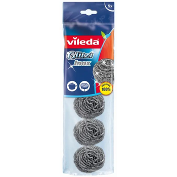 Vileda Glitzi Dishwashing Stainless Steel Spiral Scrubbers Roll Inox 5 Pcs