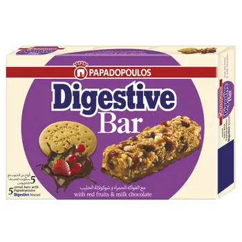 Papadopoulos Red Fruits & Milk Chocolate Digestive Bar 140g
