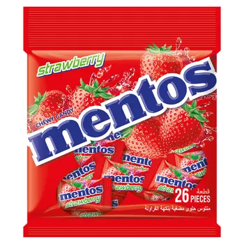 Mentos  Strawberry Flavor Chewy Candy 26 Pcs
