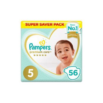 بامبرز حفاضات مقاس 5 العناية المميزة للأطفال عبوة التوفير 56قطعة