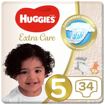 Huggies Extra Care Diapers 3+ Years 34 Pieces