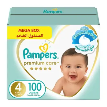 بامبرز عناية مميَّزة مقاس 4 كبير 14-9 كيلو 100قطعة