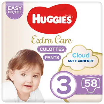 Huggies, Extra Care Culottes, Size 3, 6 - 11 kg, Jumbo Pack, 58Pieces