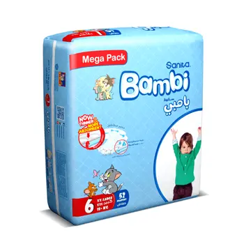 سانيتا بامبي حفاضات الأطفال العبوة الضخمة مقاس 6 حجم كبير جدًا 18كيلو 52قطعة