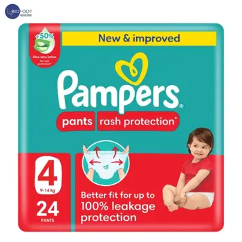 Pampers Rash Protection Pants Diapers, Size 4, 9-14 24Pieces
