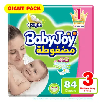 Baby Joy Medium Size 3 (6-12Kg) Giantpack Diapers 84Pieces