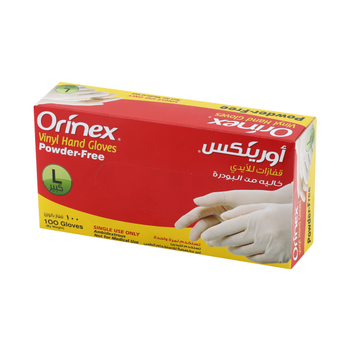 Orinex Powder-Free Vinyl Hand Gloves Large 100 Pieces