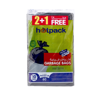 Hotpack Black X- Large 60 Gallons 95 x120 cm 30 Pcs Garbage Bag  ( 2 + 1 Free )
