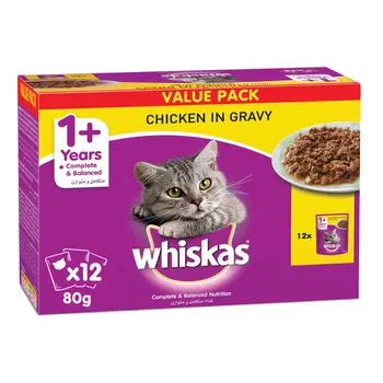 Whiskas Chicken in Gravy Wet Cat Food 12x80g
