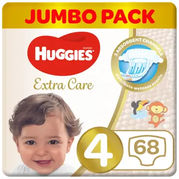 Huggies Extra Care Diapers Size 4 Jumbo Pack 68Pieces