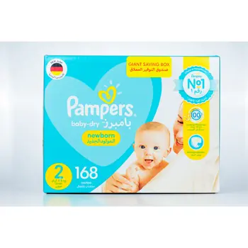Pampers Baby-Dry Newborn Diapers Size 2 168 Pieces