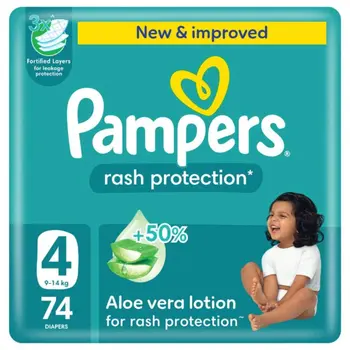Pampers Rash Protection Diapers, 9-14kg 74 Diapers