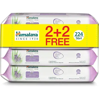 Himalaya Soothing and Protecting Baby Wet Wipes 4 Pack x 56 (2 Pack +2 Free)