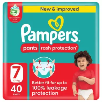 Pampers Rash Protection Pants Diapers, Size 7 40Pieces