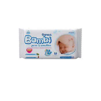 Sanita Bambi Baby Wet Wipes Fragrance-Free 64 Pieces