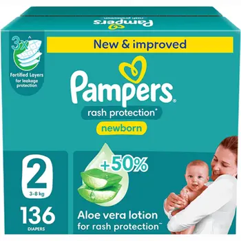 Pampers Rash Protection Newborn Diapers 136 Pieces